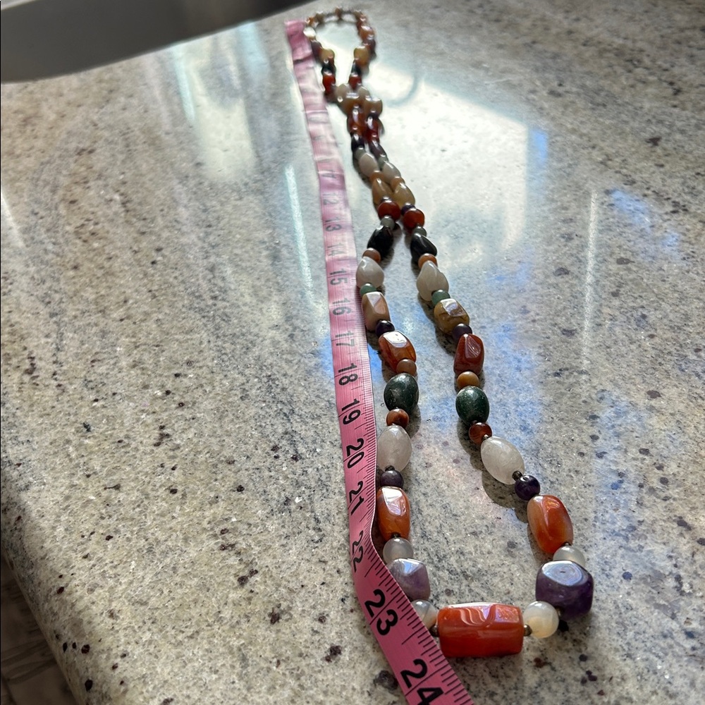 Multicolor Semi Precious stone Beaded Necklace - Picture 9 of 10